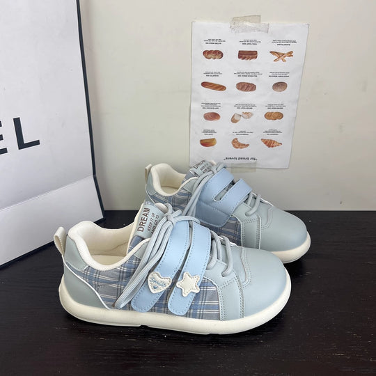 Damen Sportliche Sneaker mit verstellbarem Klettverschluss und kariertem Obermaterial EB