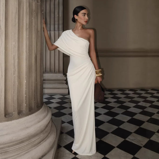 Damen Elegantes Langarm-Minikleid mit fließendem Drapée und asymmetrischem Design EB