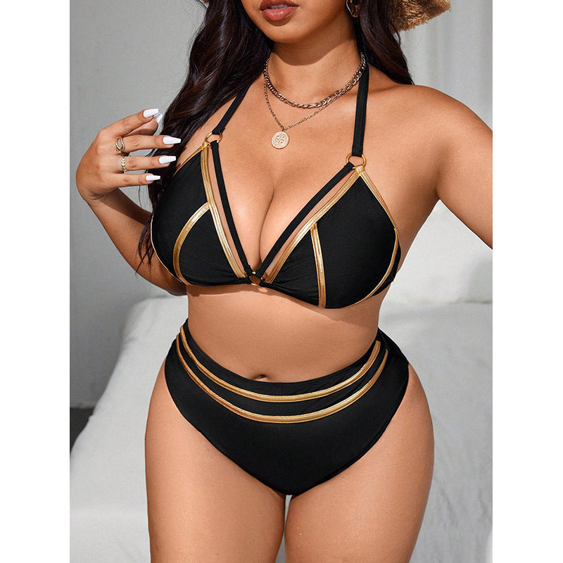 Damen Triangel-Bikini mit goldenen Akzenten EB