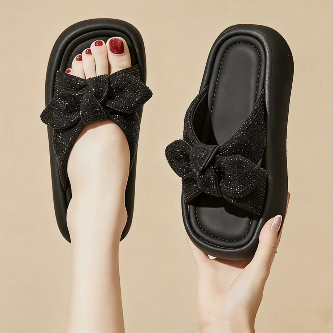 Damen Komfortable Plattform-Sandalen mit schickem Schleifen-Detail EB