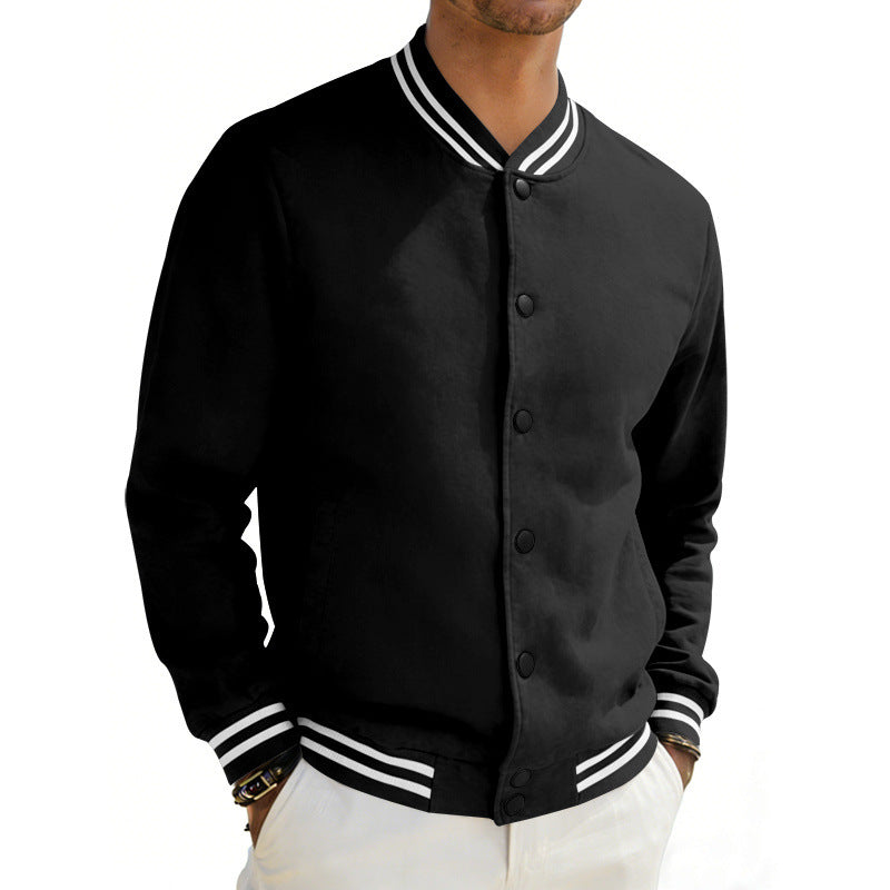 Herren Varsity-Bomberjacke aus Sweat mit gestreiftem Rippkragen EB