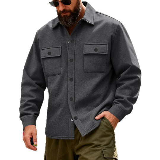 Herren nan Overshirtjacke aus robustem Baumwollmix mit Druckknopfleiste, aufgesetzten Brusttaschen und entspannter Silhouette EB