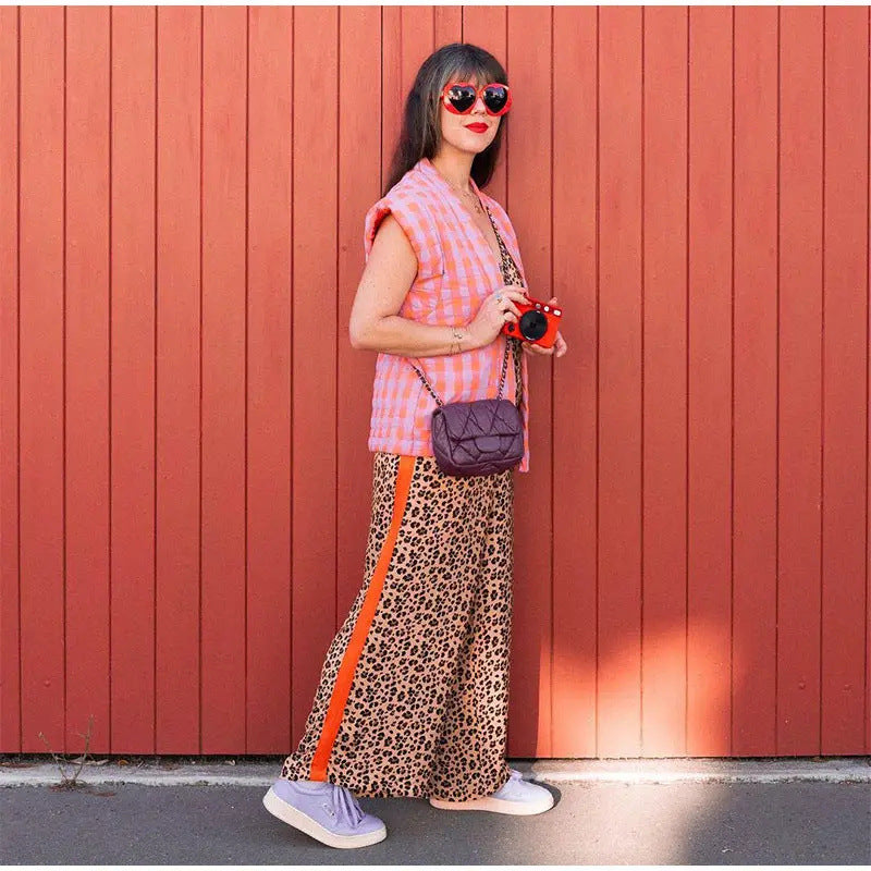 Damen Weite Karo-Hose im modischen Design EB