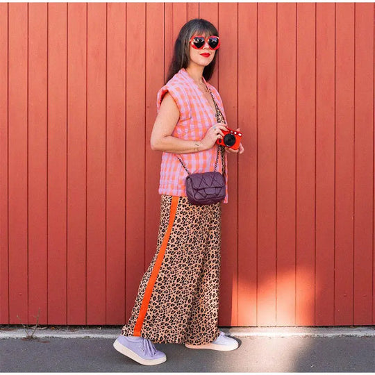 Damen Weite Karo-Hose im modischen Design EB