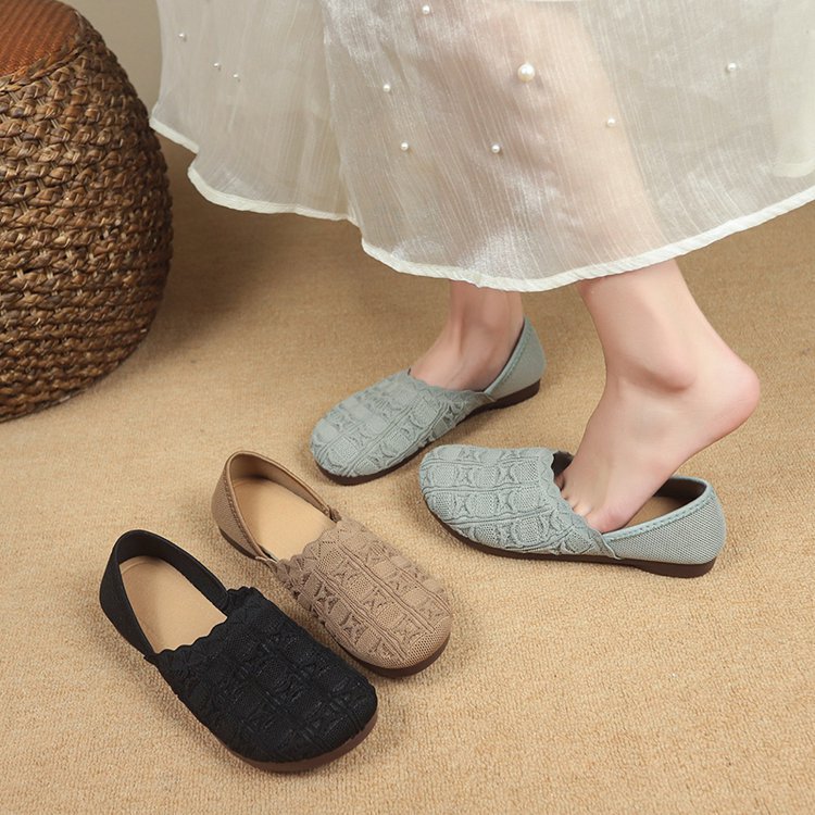 Damen Komfortable Ballerinas mit modischem Strickdesign EB