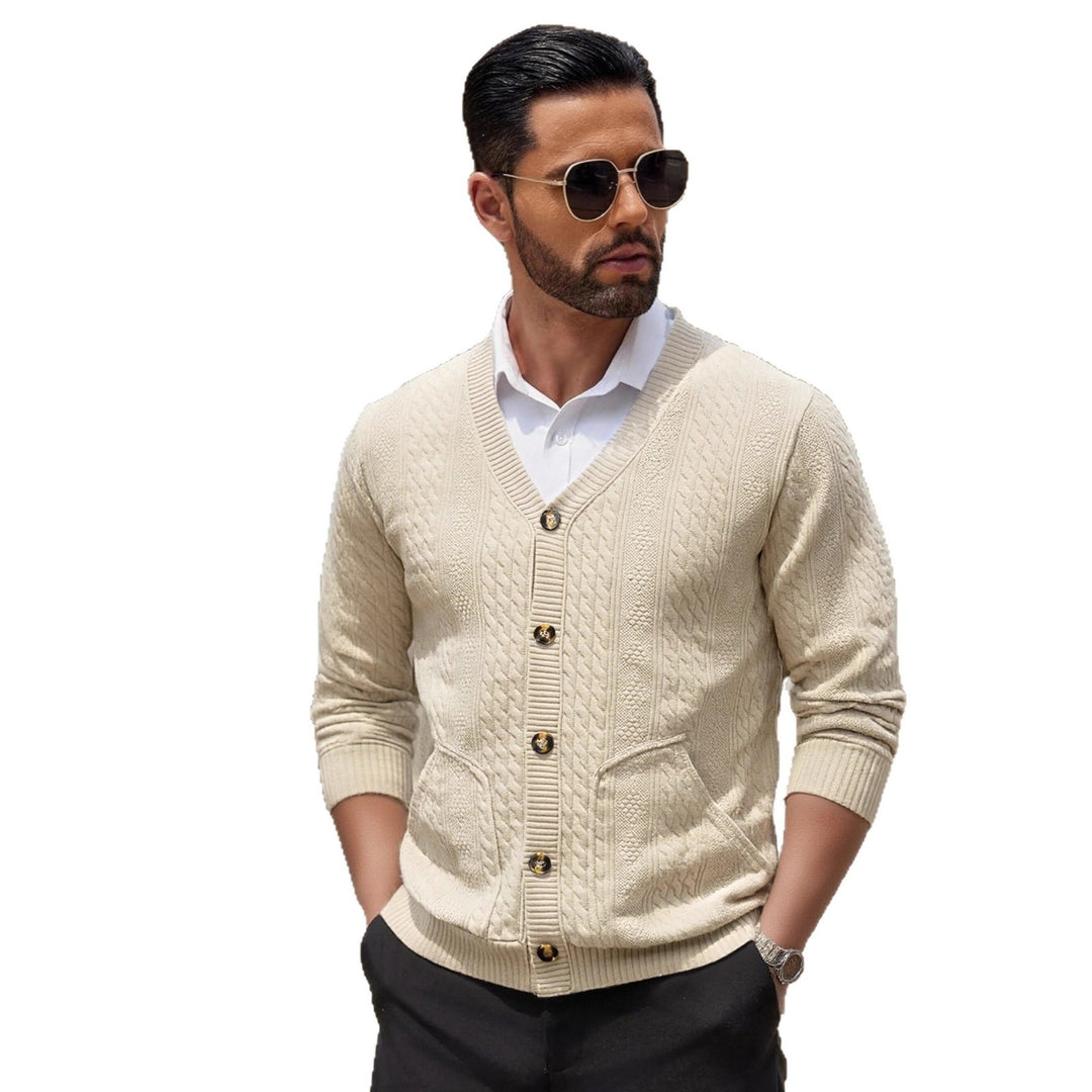 Herren Modischer Strickcardigan mit praktischen Taschen und einzigartiger Textur EB