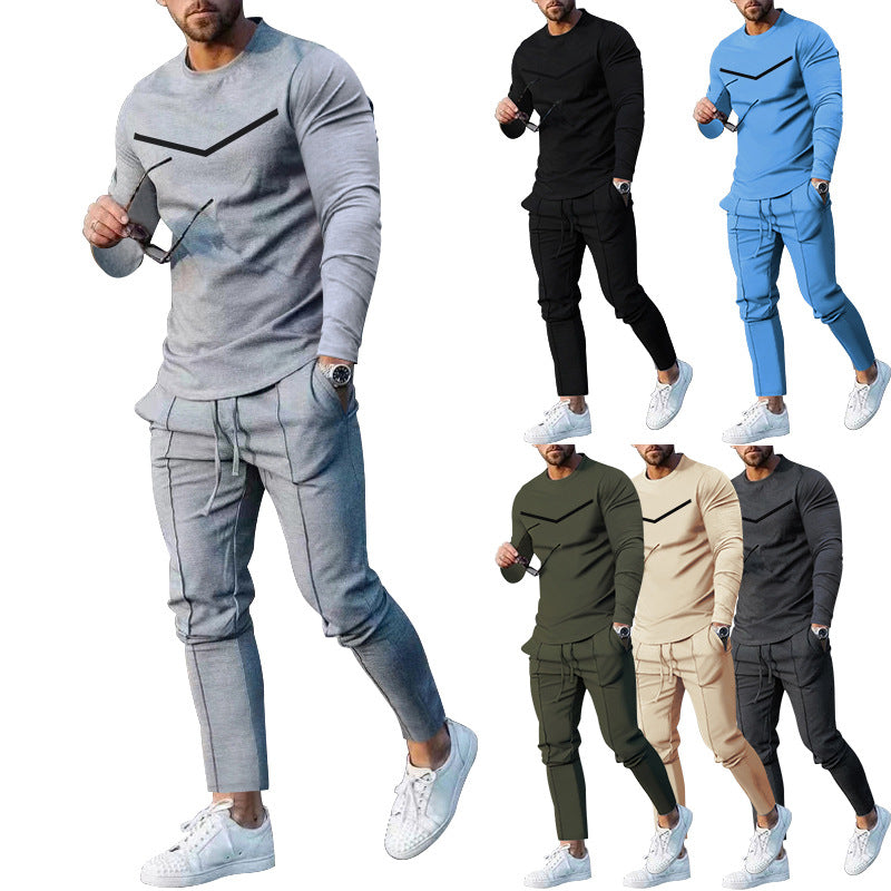 Herren Sportliches Freizeit-Set mit atmungsaktivem Langarmshirt und bequemen Jogginghosen EB