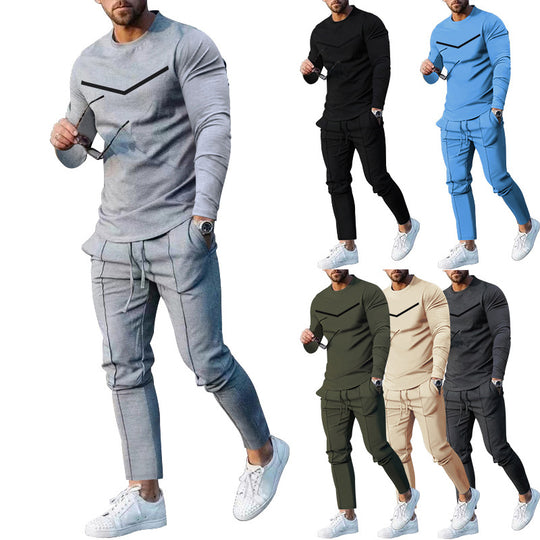 Herren Sportliches Freizeit-Set mit atmungsaktivem Langarmshirt und bequemen Jogginghosen EB