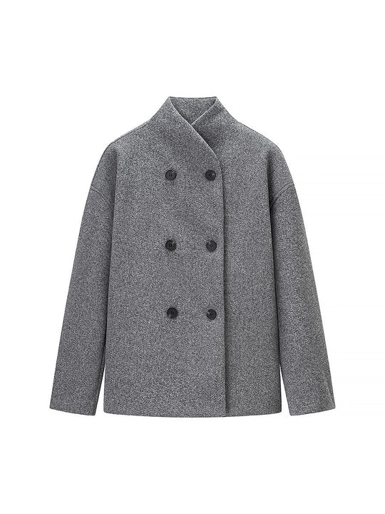 Damen elegante Winterjacke mit doppelter Knopfleiste und Stehkragen EB