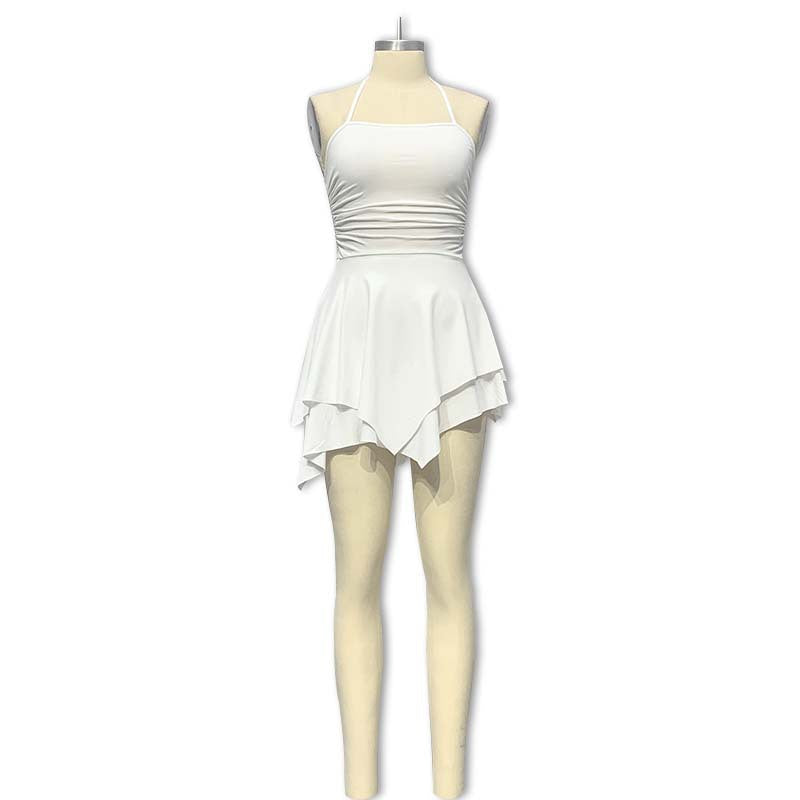 Damen Trendiges Mini-Kleid mit asymmetrischem Saum und Raffungen EB