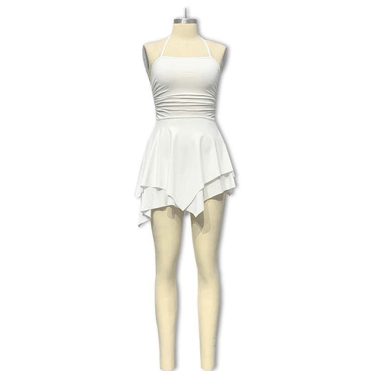 Damen Trendiges Mini-Kleid mit asymmetrischem Saum und Raffungen EB