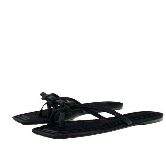 Damen Zehentrenner-Sandalen mit elegantem Schleifenakzent und rutschfester Sohle EB