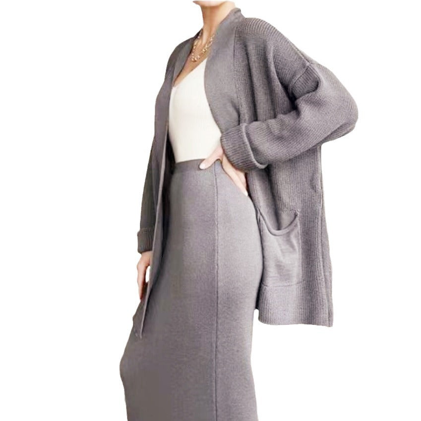 Damen Elegantes Strick-Set mit Rückenschlitzen und lässiger Passform EB