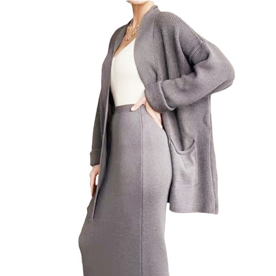 Damen Elegantes Strick-Set mit Rückenschlitzen und lässiger Passform EB