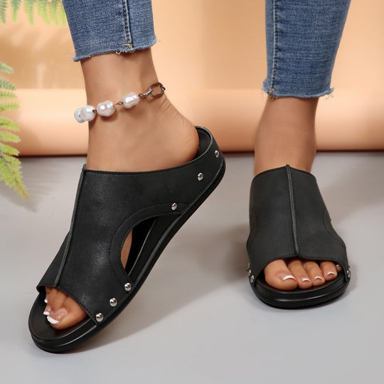 Damen Komfortable Slide-Sandalen mit modischem Cut-Out-Design und elegantem Strassbesatz EB