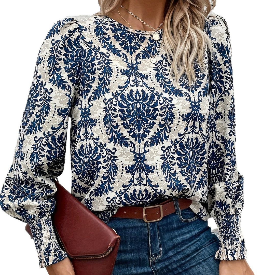 Damen Bluse mit floralem Muster und Puffärmeln EB