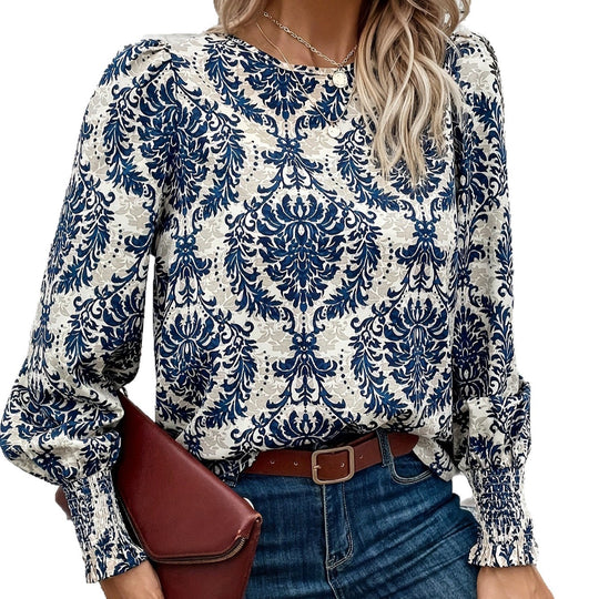 Damen Bluse mit floralem Muster und Puffärmeln EB