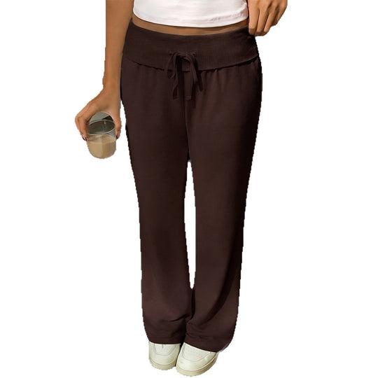 Damen nan weite Loungehose mit Umschlagbund, Kordelzug und fließendem Jersey EB