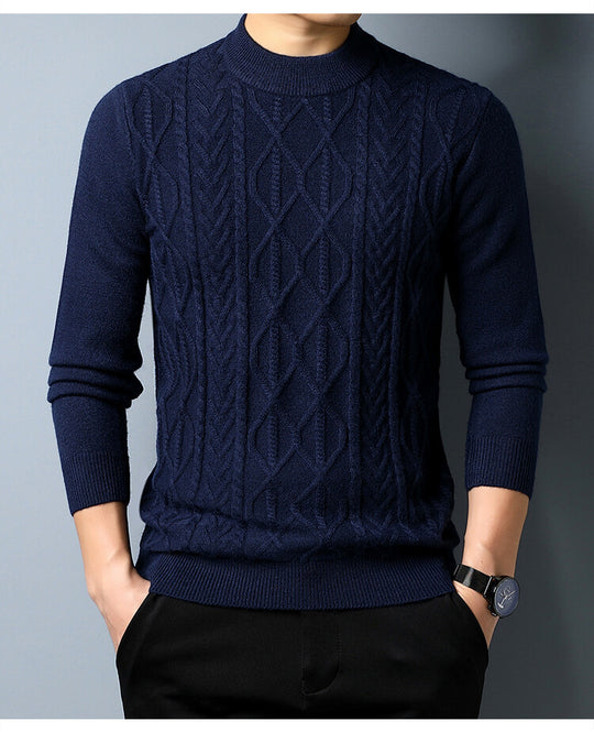 Herren Strickpullover mit strukturiertem Zopfmuster EB
