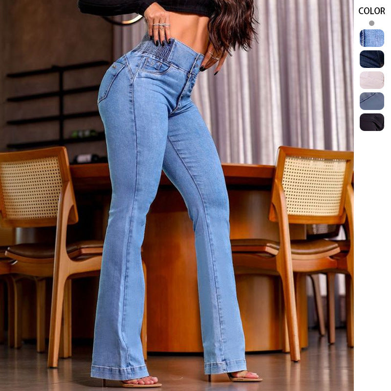 Damen Flared Jeans mit hohem Bund und figurbetontem Schnitt EB