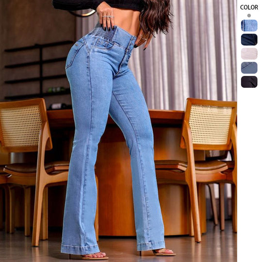 Damen Flared Jeans mit hohem Bund und figurbetontem Schnitt EB