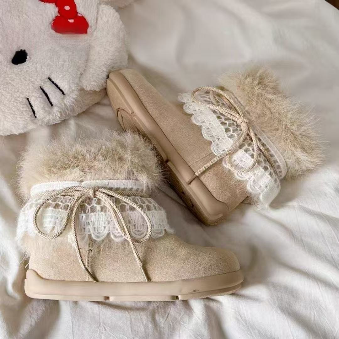 Damen Kuschelige Winterstiefel mit dekorativem Fellkragen und hochwertigem Obermaterial EB