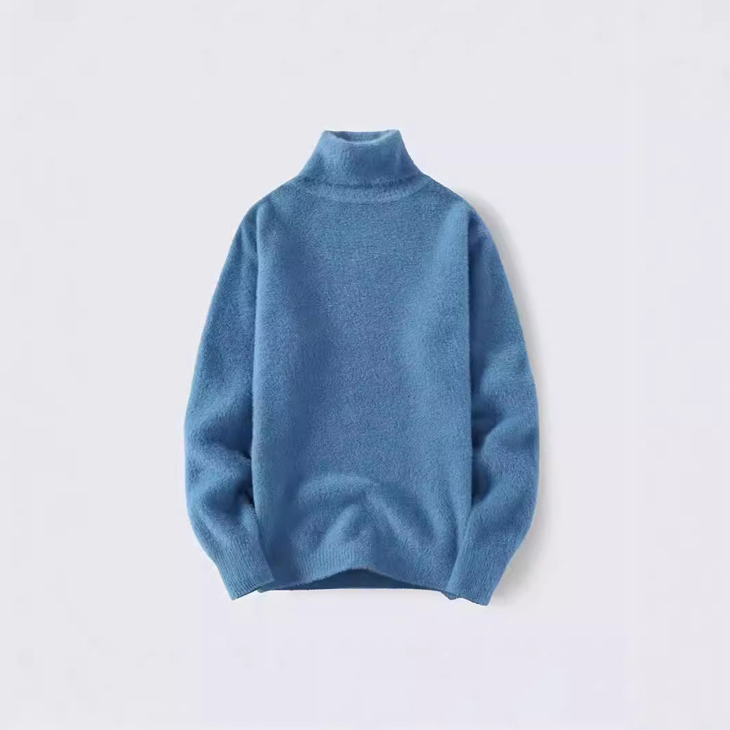 Herren warmer Rollkragenpullover aus weichem Strickstoff EB