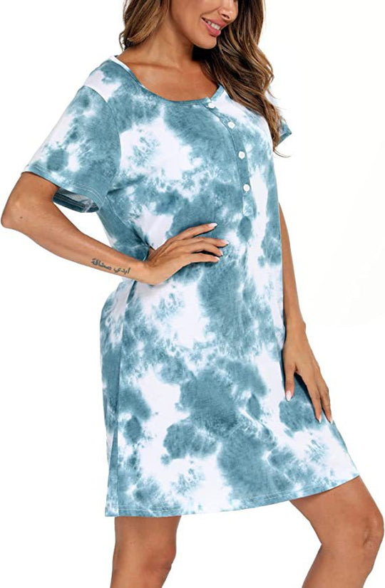 Damen Freizeit Tie-Dye Hemdkleid EB