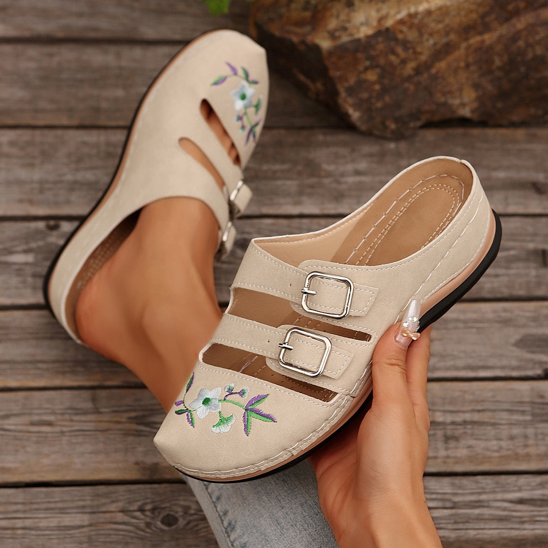 Damen Komfortable und luftige Clogs mit floralem Design EB
