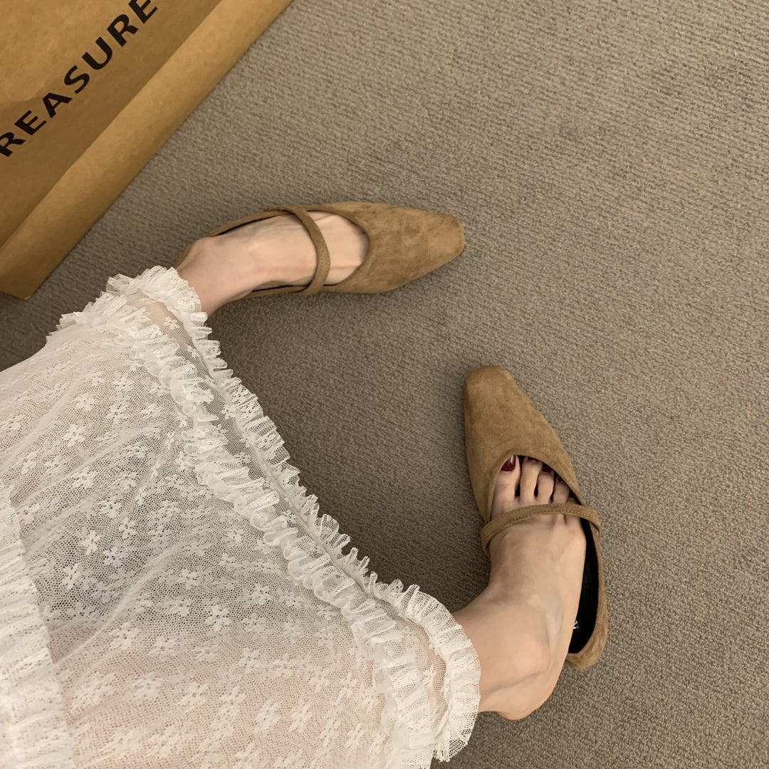 Damen elegante Slipper mit modischem Riemchen und hochwertiger Obermaterialstruktur EB
