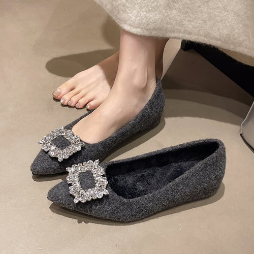 Damen elegante Spitzen-Ballerinas mit Kristallakzenten EB