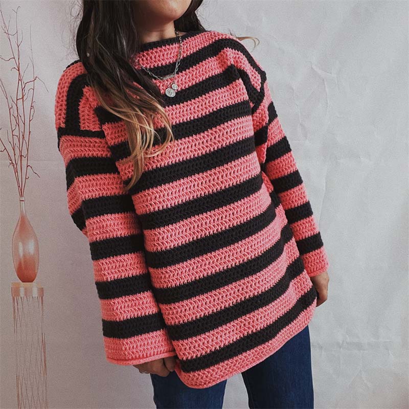 EB | Gestreifter Strickpullover Mit Sanften Farben