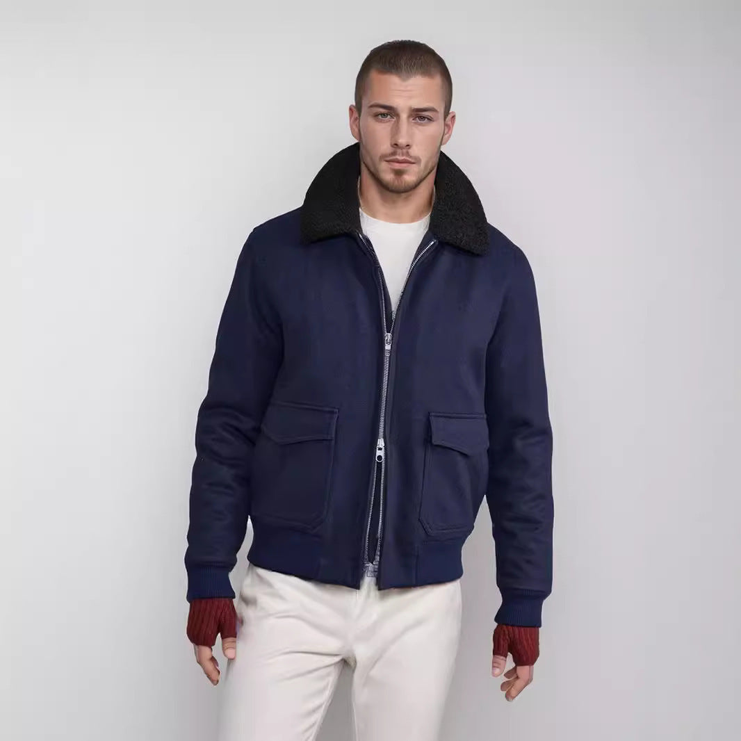 Herren Bomberjacke mit Fleece-Kragen und praktischen Taschen EB