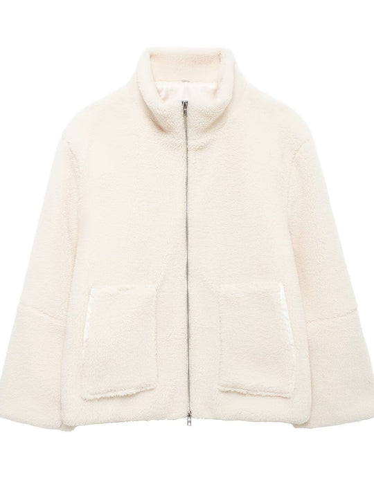 Damen Fleecejacke mit hohem Kragen und praktischen Taschen EB
