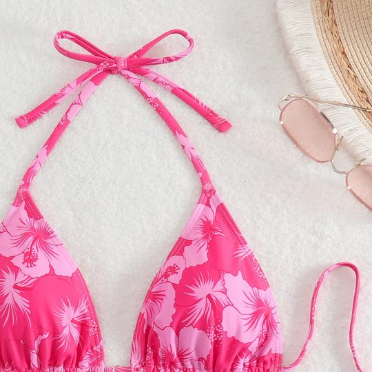Damen Triangel-Bikini mit verspielten Floral-Details EB