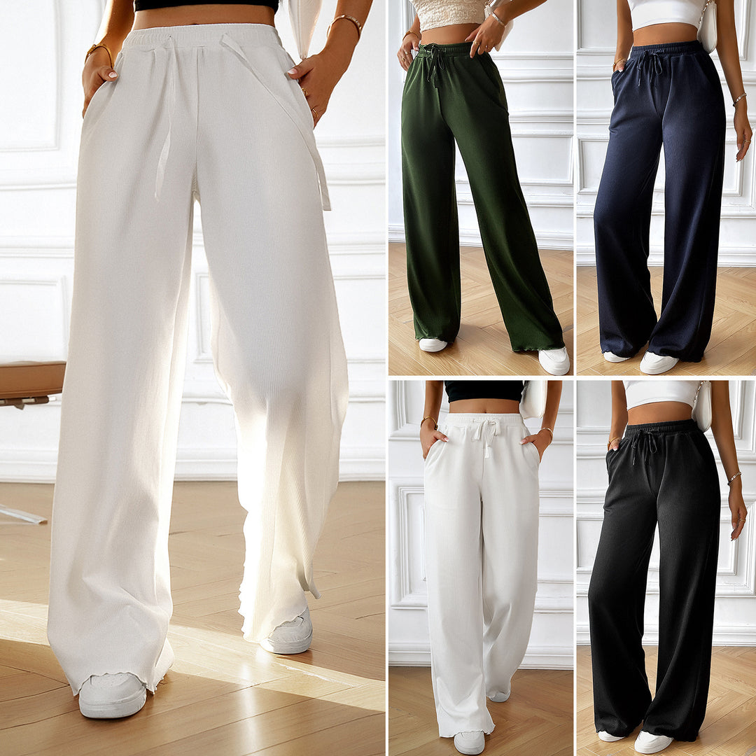 Damen Lässige Freizeithose mit hohem Bund und elastischem Taillenbund EB