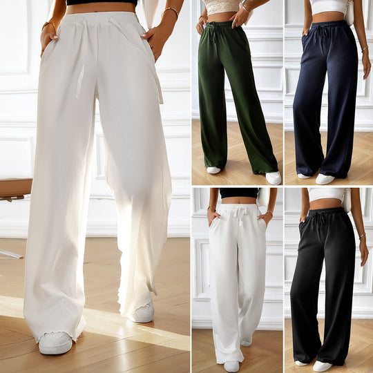 Damen Lässige Freizeithose mit hohem Bund und elastischem Taillenbund EB