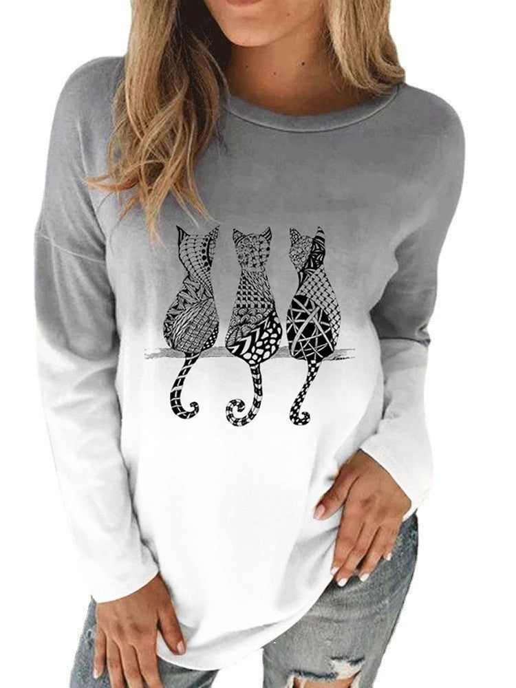 Damen Langärmeliges Oversize-Sweatshirt mit abstraktem Aquarell-Mosaikprint EB