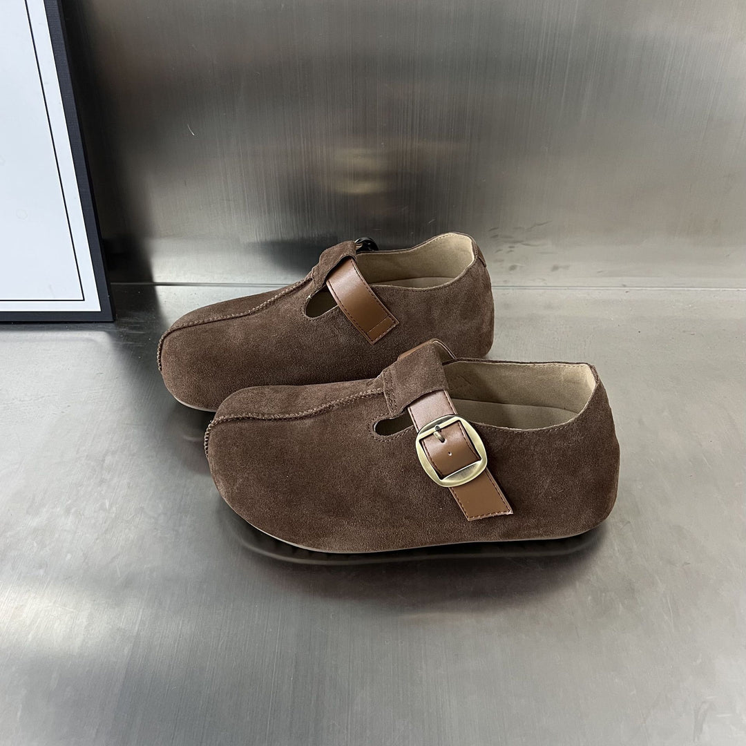 Damen Veloursleder Clogs mit verstellbarem Riemen und anatomischem Fußbett EB