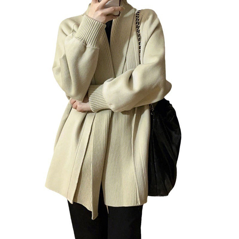 Damen Modischer Oversized Cardigan mit strukturiertem Kragen EB
