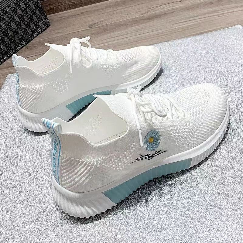 Damen Casual Sneakers mit floralem Motiv und bequemer Gummisohle EB