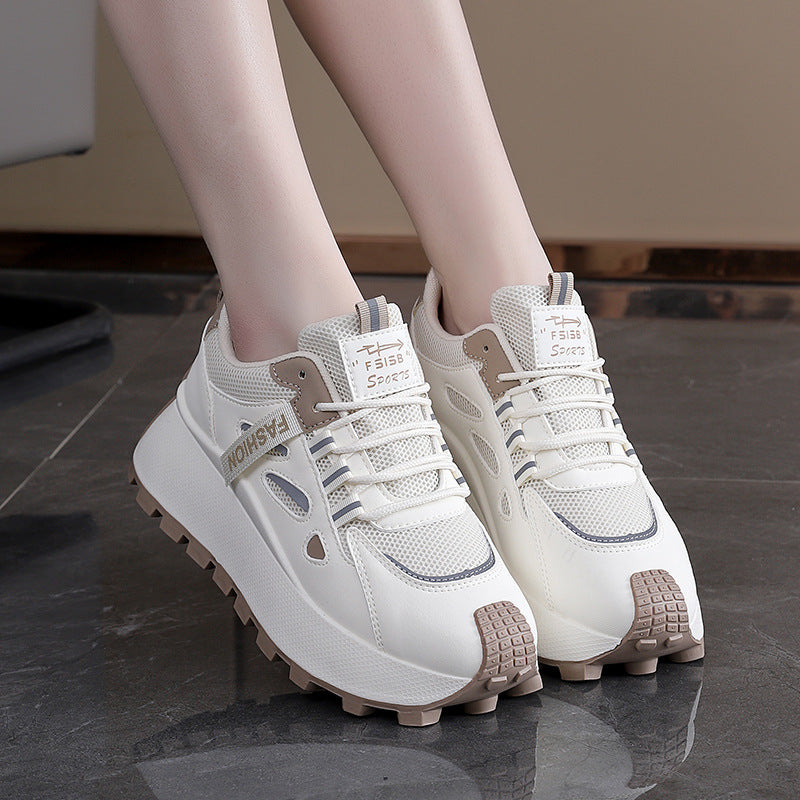 Damen Sneakers mit hohem Plateau und atmungsaktiver Mesh-Oberfläche EB