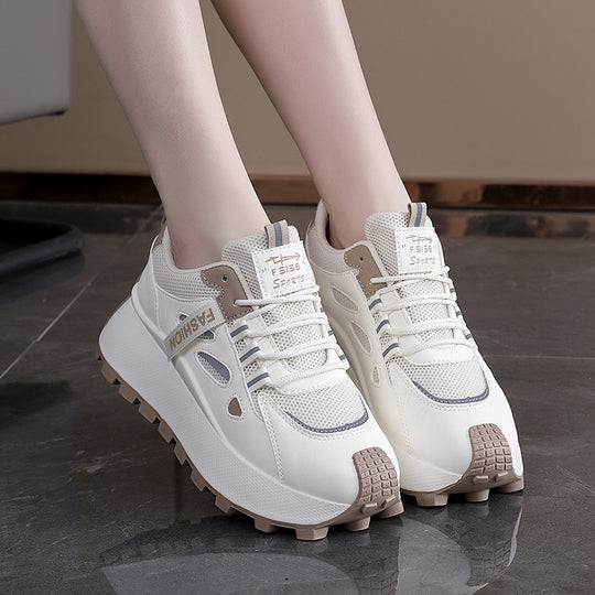 Damen Sneakers mit hohem Plateau und atmungsaktiver Mesh-Oberfläche EB