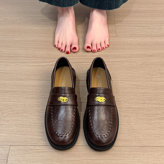 Damen Mokassins mit eleganter Schnalle und kunsthandwerklichem Design EB