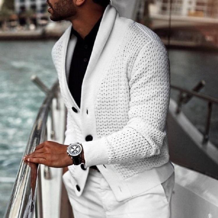 Herren modischer Strickblazer mit strukturiertem Design EB