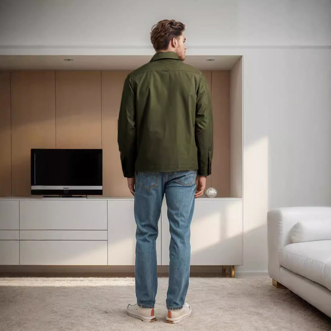 Herren lässige Utility-Jacke mit praktischen Klappentaschen und modernem Schnitt EB
