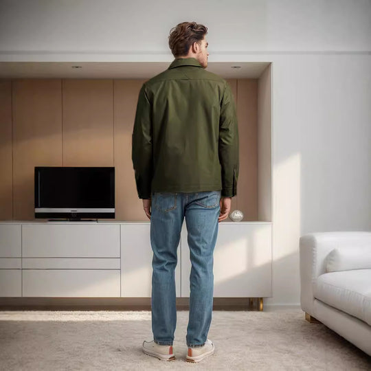 Herren lässige Utility-Jacke mit praktischen Klappentaschen und modernem Schnitt EB