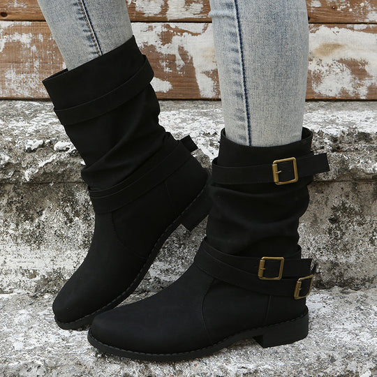 Damen Modische Stiefeletten mit verstellbaren Riemen und rutschfester Sohle EB