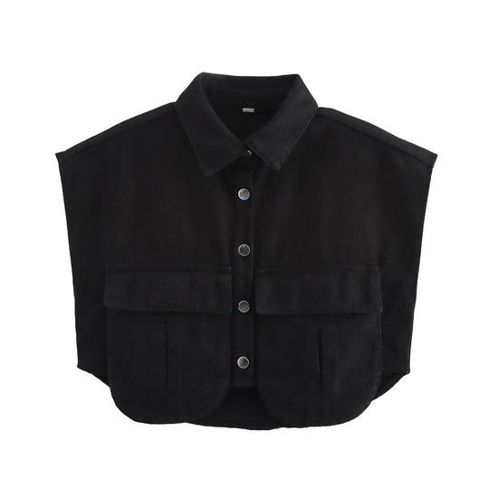 Damen ärmellose Utility-Bluse mit Taschen EB