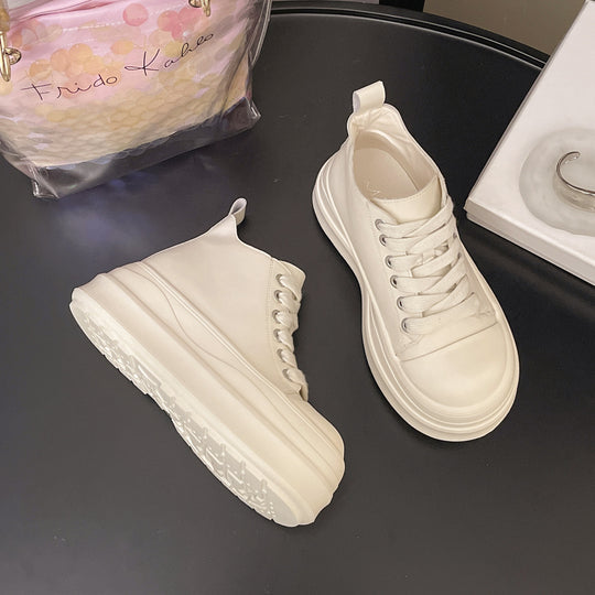 Damen modische Plateau-Hochschuh Sneakers mit dreifarbiger Sohle EB